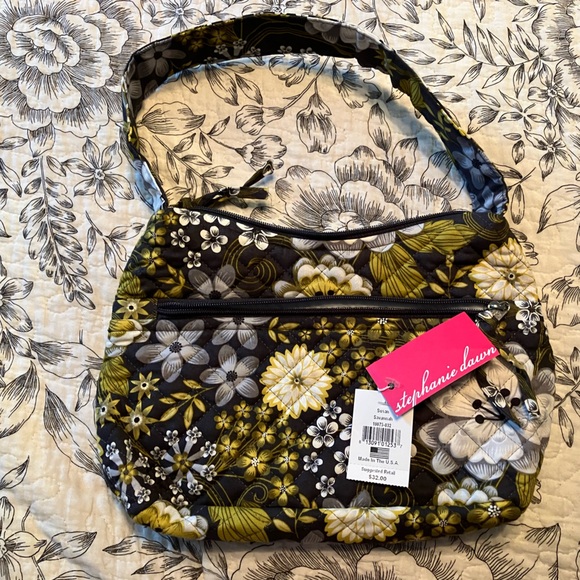 Floral Shoulder Bag - Black and Green - Picture 1 of 4